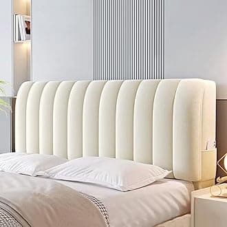 Crystal Velvet Bed Headboard Covers - Plush Upholstered Stretch Bed Head Cover - Dustproof Protector for Bedroom Décor (190cm, Beige)