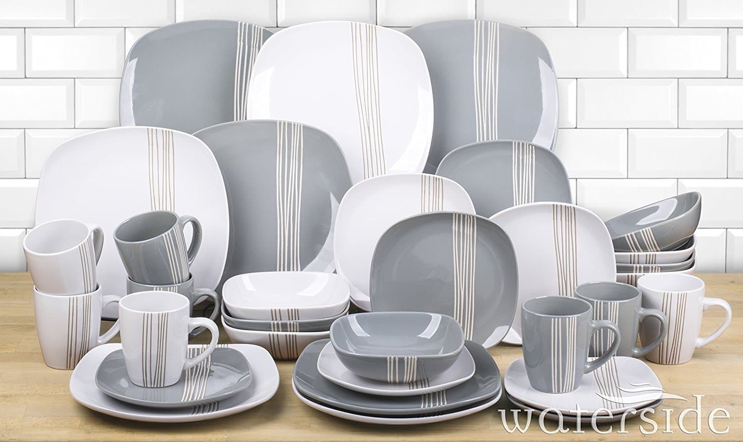32 Piece Mimi Grey & White Dinner Set
