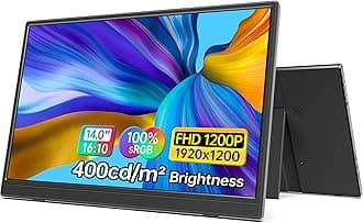 14 Inch Portable Monitor FHD1200P Ultra-Slim for Laptop Monitor, USB-C&HDMI Plug&Play,100% SRGB External Monitor,Dual Speakers Extender Display. With Smart Cover,for Laptop,PC Pho