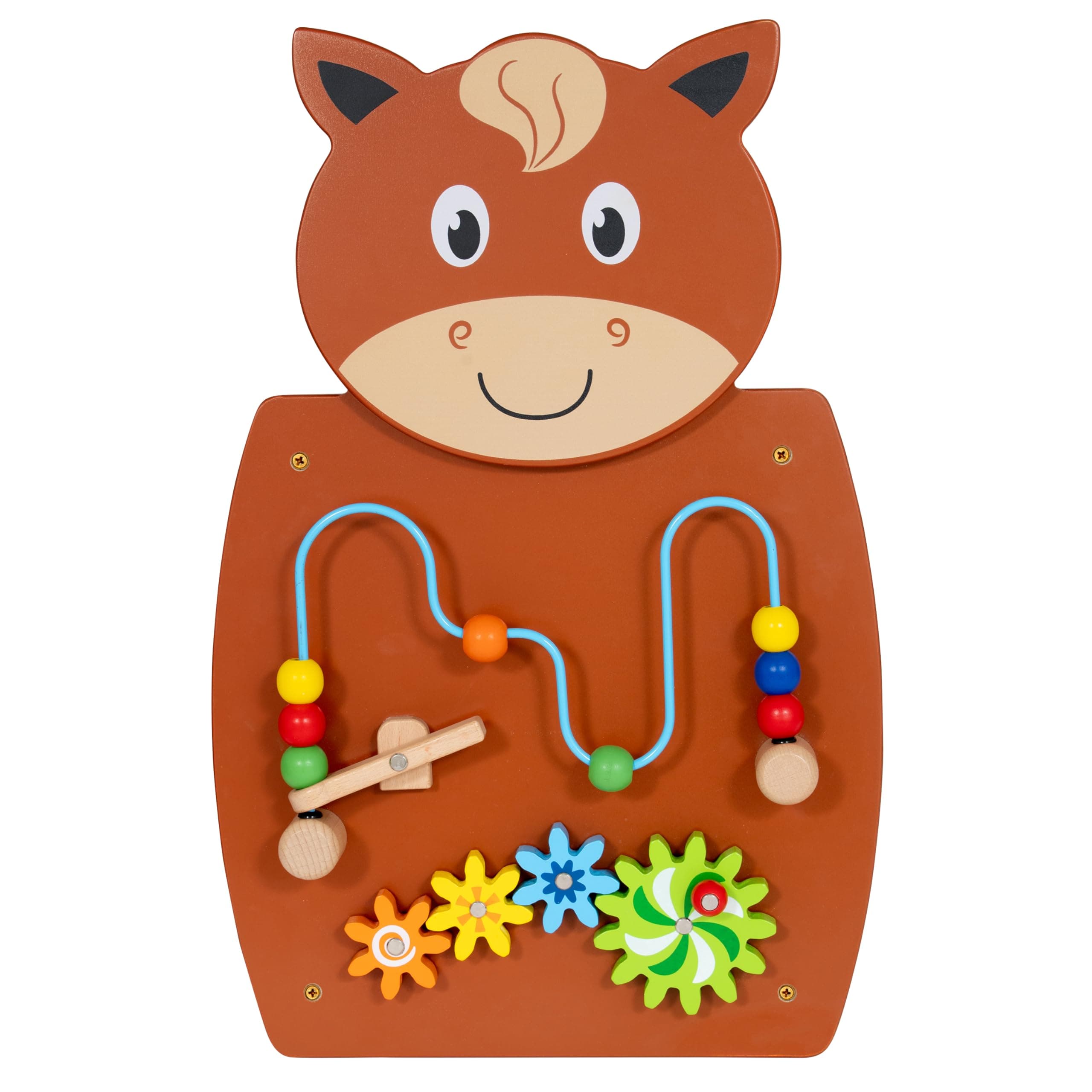 SPARK & WOW Horse Activity Wall Panel | Toddler Activity Centre | Wall-Mounted Toy for Kids Aged 18M+ | Decor for Bedrooms, Nurseries and Play Areas