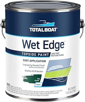TotalBoat Wet Edge Topside Marine Paint Premium Polyurethane Coating for Boats, RVs, Exterior Trim, Fiberglass, Metal, and Wood (Sea Green, Gallon)