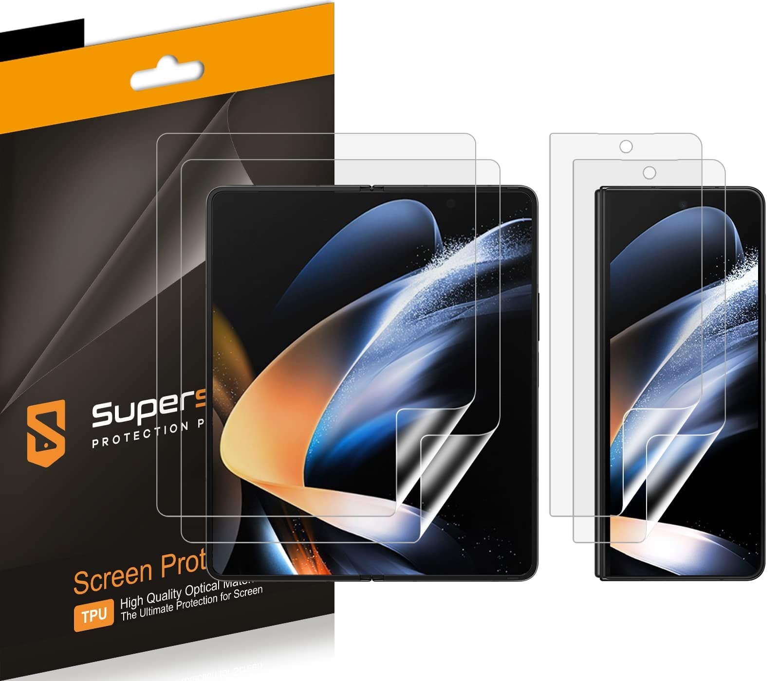 (2 Pack) Designed for Samsung Galaxy Z Fold 5 5G (2 Main Screen and 2 Front Screen) Screen Protector, High Definition Clear Shield (TPU)