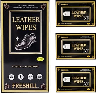 Leather Cleaner Wipes with Conditioner for Shoes, Boots, Purses,Couch,Furniture Polish & Car Interior, Prevents Fading & Cracking, Cleaning Wipes for Faux & Vinyl, 3-Pack