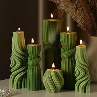 Green Ribbed Candle