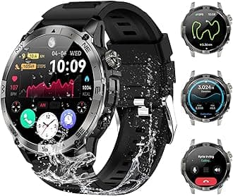Military Smartwatch for Men, GPS Smart Watches Bluetooth Calls, 1.43" AMOLED Fitness Tracker with 530 mAh Large Battery/3ATM Waterproof/Compass/Air Pressure/Altitude for Android iOS
