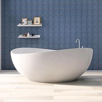 63'' Solid Surface Freestanding Bathtub Matte Soaking Bathtubs Tubs Oval Resin Stone Bathtubs with Overflow and Pop-up Drain - White