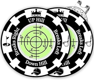 Golf Green Reader, 2 Pack Golf Ball Marker Hat Clip with High Precision Horizontal Bubble, Putting Training Aid Golf Accessories Tool Gift for Men Women