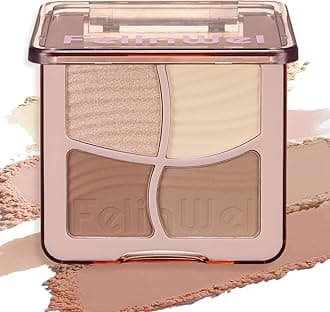 FelinWel Highlight Contour Makeup Palette Effortless Blending Matte Shimmer Highlighter Palette and Bronzer Powder for Warm Toned Skin