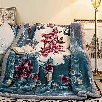 LGYKUMEG Korean Mink Blanket, Heavy Plush Flannel Fleece, 79"x91", Silky Soft and Warm, Thick 2 Ply Raschel, Blue, 200x230cm