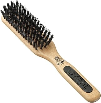 Wooden Hair Brush for Smoothing Fine to Medium Hair | Travel Size Brush with Rubber Grip & Beechwood Handle | Ideal for Updos & Everyday Styling - PF06