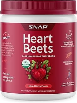 - Heart Beets, Organic Beet Root Powder, Cardiovascular Support Supplement for Men & Women, Beets, Pomegranate, B Vitamins & Red Spinach, Heart Health Support, 30 Servings, Mixed Berry