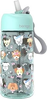BentgoBentgo® Kids Water Bottle - New & Improved 2023 Leak-Proof, BPA-Free 15 oz. Cup for Toddlers & Children - Flip-Up Safe-Sip Straw for School, Sports, Daycare, Camp & More (Puppy Love)