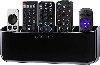 TotalMount Hole-Free Remote Holder ââ‚¬â€œ Eliminates the Need to Drill Holes in Your Wall (Premium Black Holder for 5 or 6 Remotes)