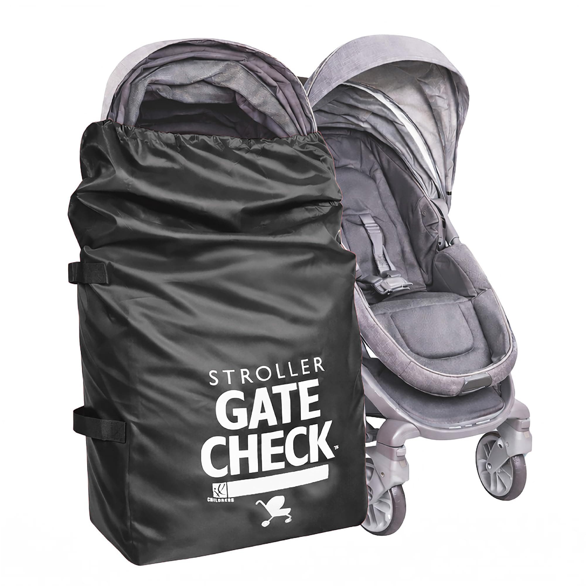 J.L. Childress Gate Check Bag for Single & Some Double Strollers - Travel Bag for Airplane, Fits Most Standard Baby Strollers, Airport Accessories Gate Check, Flying Essentials - Black