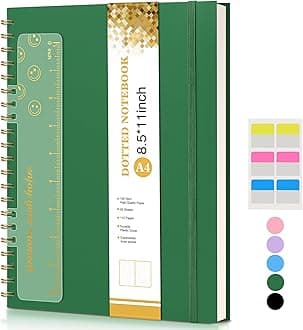 Dotted Notebook, Spiral Notebook Journal 8.5” x 11”, A4 Large Dot Grid Notebooks for Women Men, 100 GSM Dotted Paper, Plastic Hardcover Spiral Bullet Dotted Journals for Work School Sketching, Green