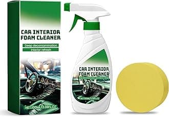 Car Interior Foam Cleaner 100ml, Waterless Stain Remover for Leather Seats, Upholstery, Headliners, Foam Cleaning Formula for Quick & Easy Use, Includes Sponge, Ideal for Automotive Detailing