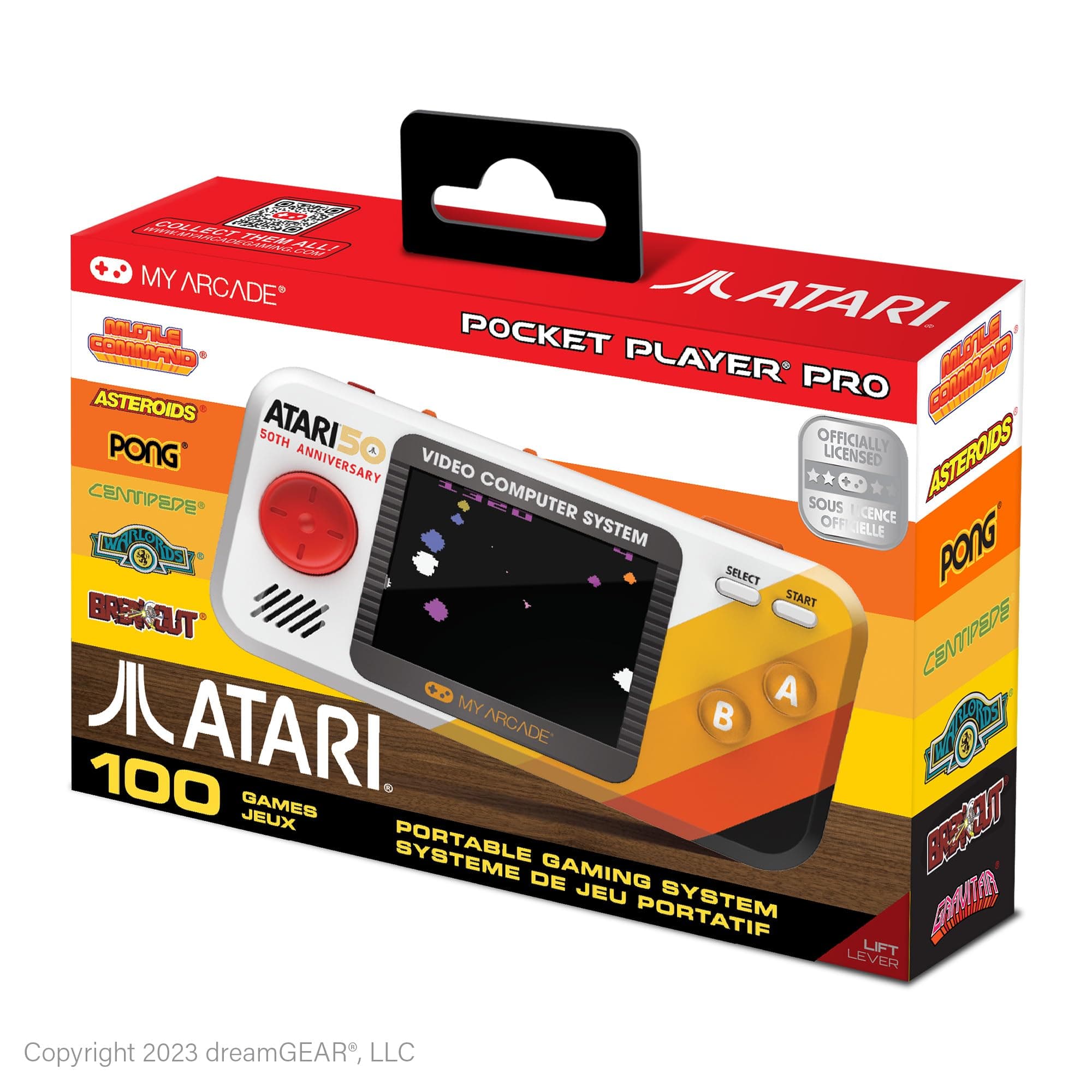 My Arcade Atari Pocket Player Pro: Handheld Portable Video Game Console with 100 Games, 2.75" Color Display, Ergonomic Design