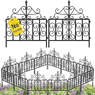 AMAGABELI GARDEN & HOME 5 Panels 32in(H)×10ft(L) 0.4 Inch Wire Diameter Decorative Garden Fences and Borders for Dogs No Dig Metal Garden Edging Border Animal Barrier Fencing for Flower Bed Yard Patio