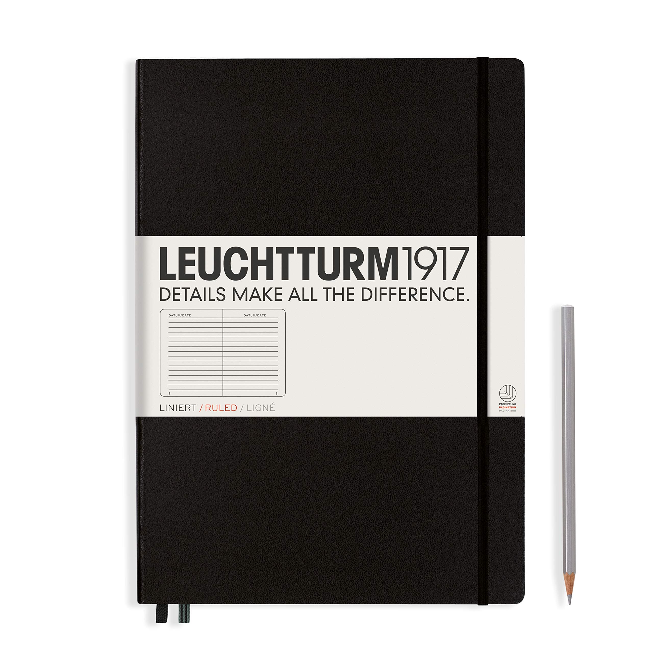 Leuchtturm 225mm x 315mm A4 Plus Master Lined Notebook - Black