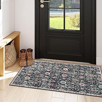 Lahome Black 2x4 Entryway Runner Rugs,Small Washable Kitchen Bathroom Runner Rugs for Front Door Mat Indoor Entrance, Non-Slip Low-Pile Stain Resistant, Vintage Bohemian Decor