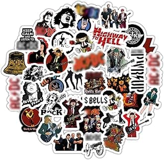BulbaCraft Rock Band Stickers for Adults, 80s Rock Guitar Decals, 36 Pieces Waterproof Stickers for Laptop & Skateboards