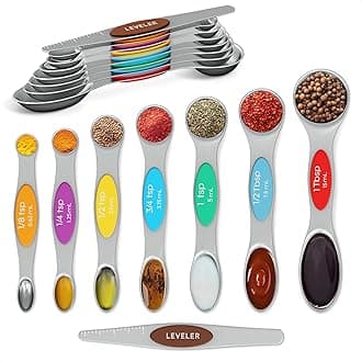 Magnetic Measuring Spoons Set Stainless Steel - 7 Pcs Metal Measuring Spoons Tablespoon Measuring Spoon Stainless Steel Measuring Spoons Set - Teaspoon Measuring Spoons Magnetic Measure Spoons Set