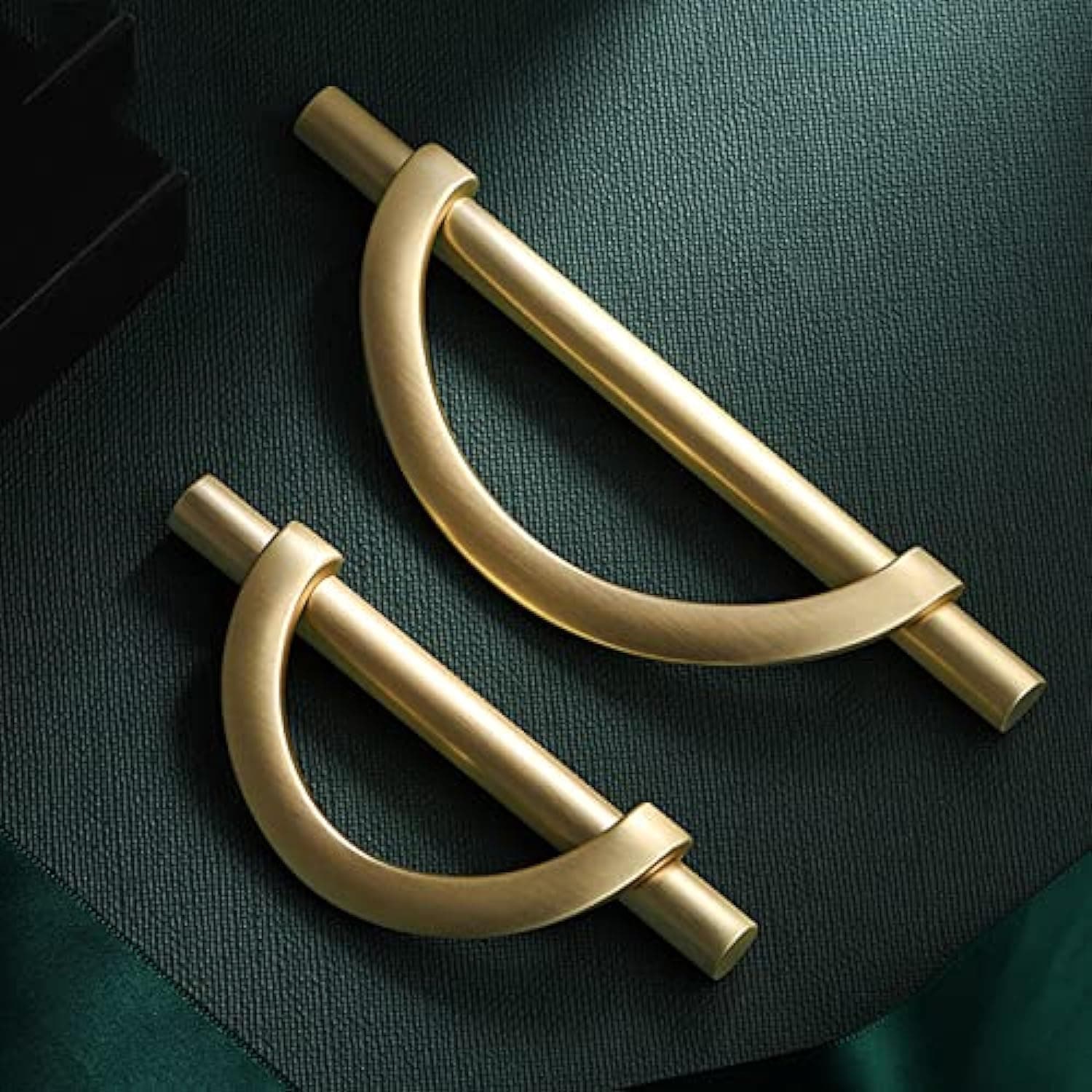 Brushed Gold Cabinet Pulls Drawer Pulls, Half Moon Shape Gold Drawer Dresser Handles, Kitchen Cupboard Drawer Handles Antique Cupboard Door Handles, 4Packs ‎5 in