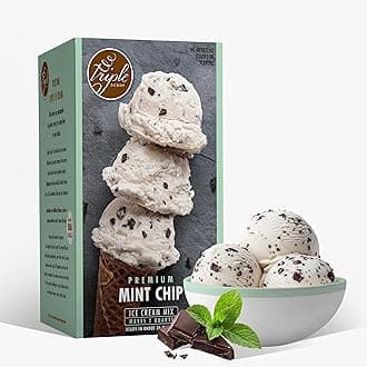 Triple Scoop - Premium Mint Choc Chip Ice Cream Mix For Ice Cream Maker. Simple, Easy, Delicious. From Gourmet Mix To Maker in 5 Min, Makes 2 Creamy Qrts, Made in USA (1 Pack, Mint Choc Chip)