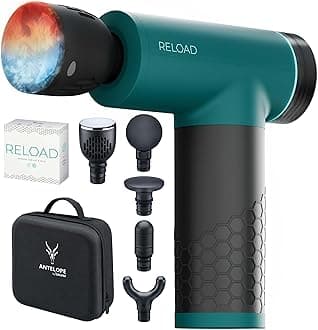 Antelope by Beurer Reload Massage Gun with Hot and Cold Function, Muscle Massager for Trigger Points, 5 Massage Heads, 5 Intensity Levels up to 3000 U per min, Wireless, Includes Storage Case