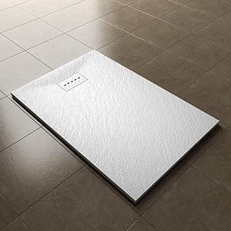 1200 x 900mm Slip-Resistance Shower Base Slate Effect Square Shower Enclosure Tray with Waste and Resin Cover Grate