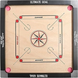 UG Sports Carrom Board | Shiny Gloss Finish Large Size Carrom Board with Coins and Striker for Kids and Adult - 26 x 26 Inch