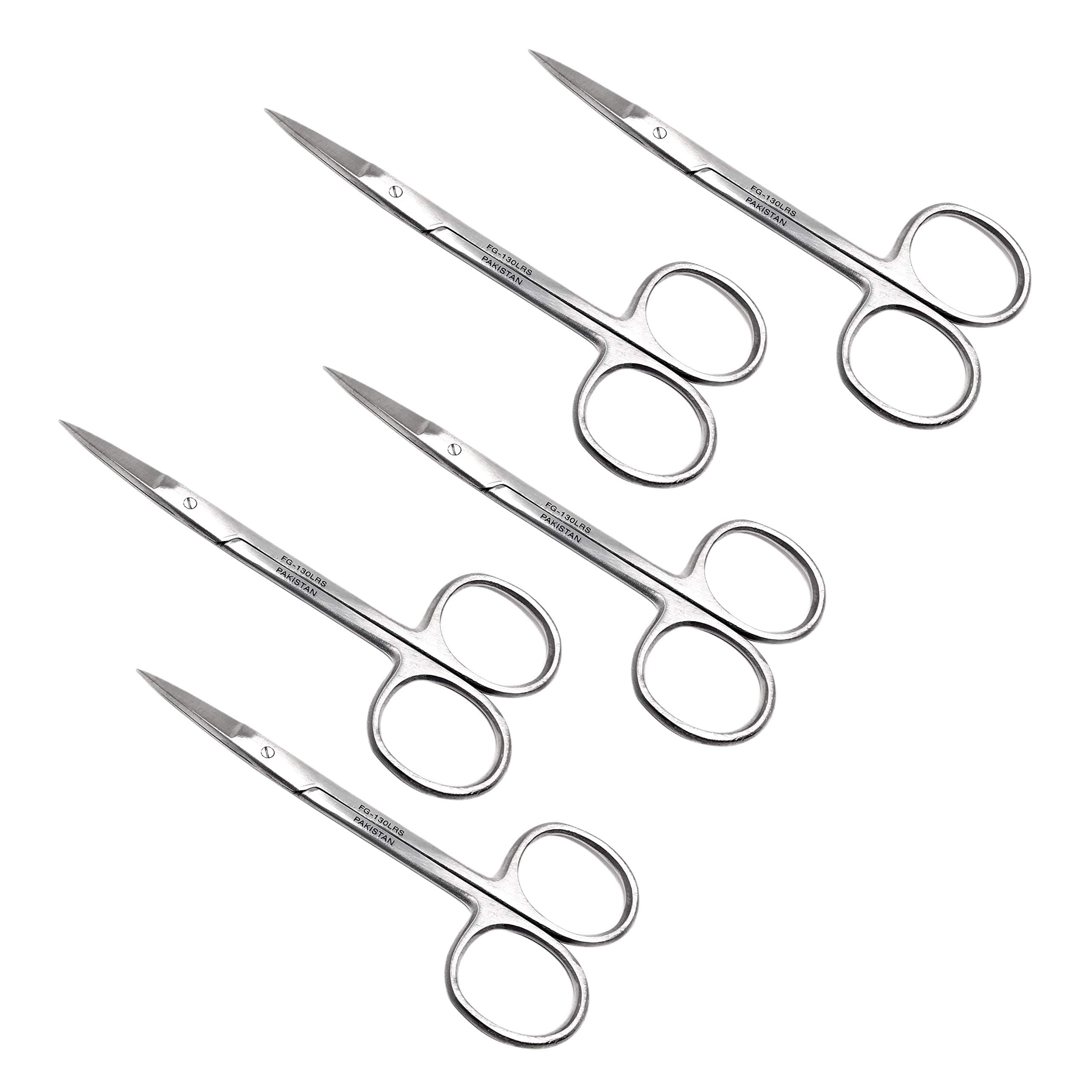 Cynamed Iris Micro Dissecting Precision Lab Scissors, Fine Point Straight - Perfect for Doctors, Nurses, EMS, Students, Education & Training and More (Pack of 5)