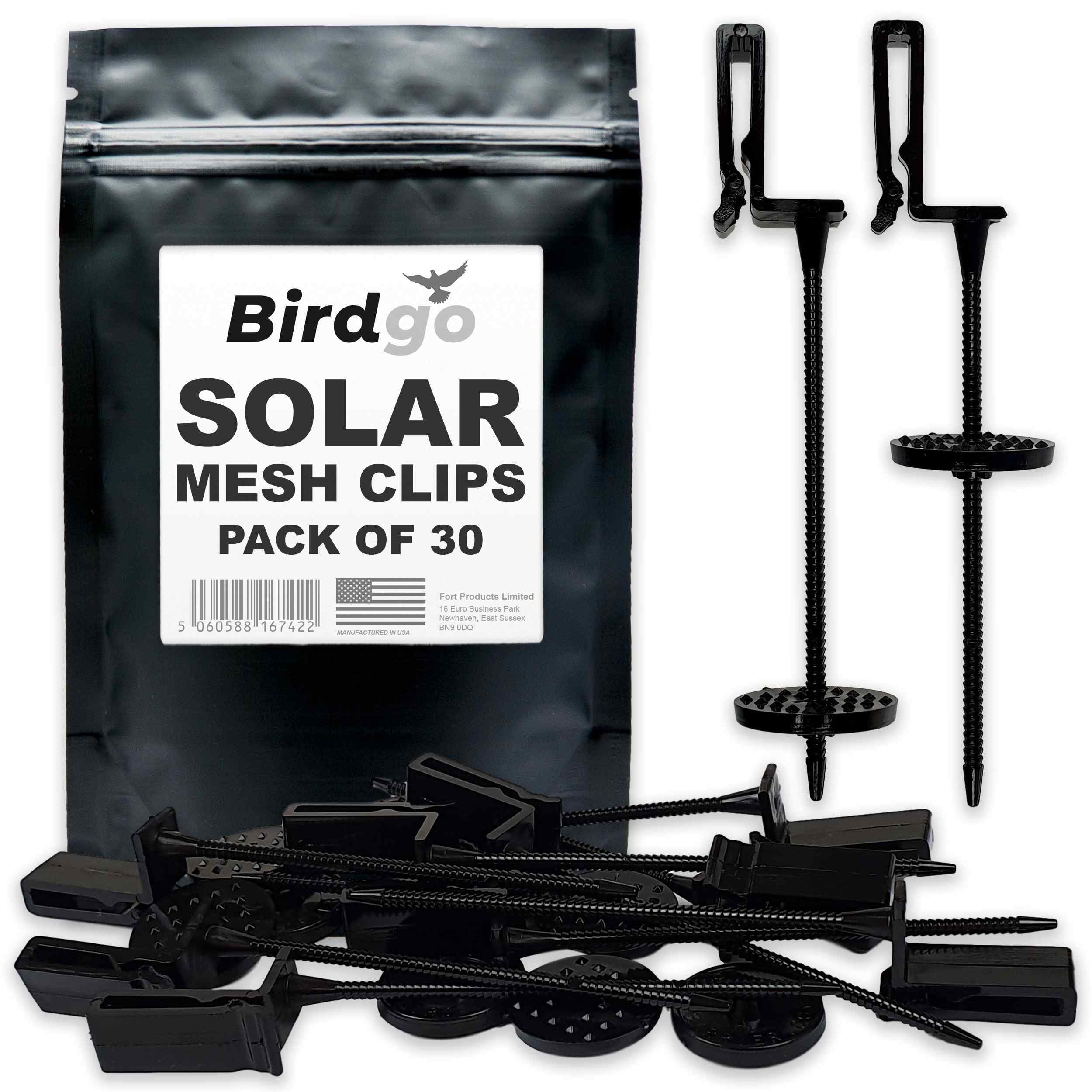 Solar Panel Roof Mesh Fixing Clips - No Drill Installation of Bird Proofing Mesh to Stop Pigeon Bird Access (Nylon, Pack of 30)