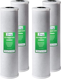 iSpring FC25BX4 High Capacity 4.5" x 20" Whole House Water Filter CTO Carbon Block, 4 Count (Pack of 1), White