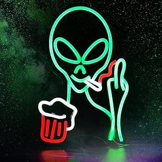 Alien Beer Bar Sign Neon Light Wall Decor Acrylic LED Sign Display Light for Bedroom,Game Room,Bistro,Pub,Club,Man Cave Party Christmas,Holiday Decor 14.9 * 10.2inch