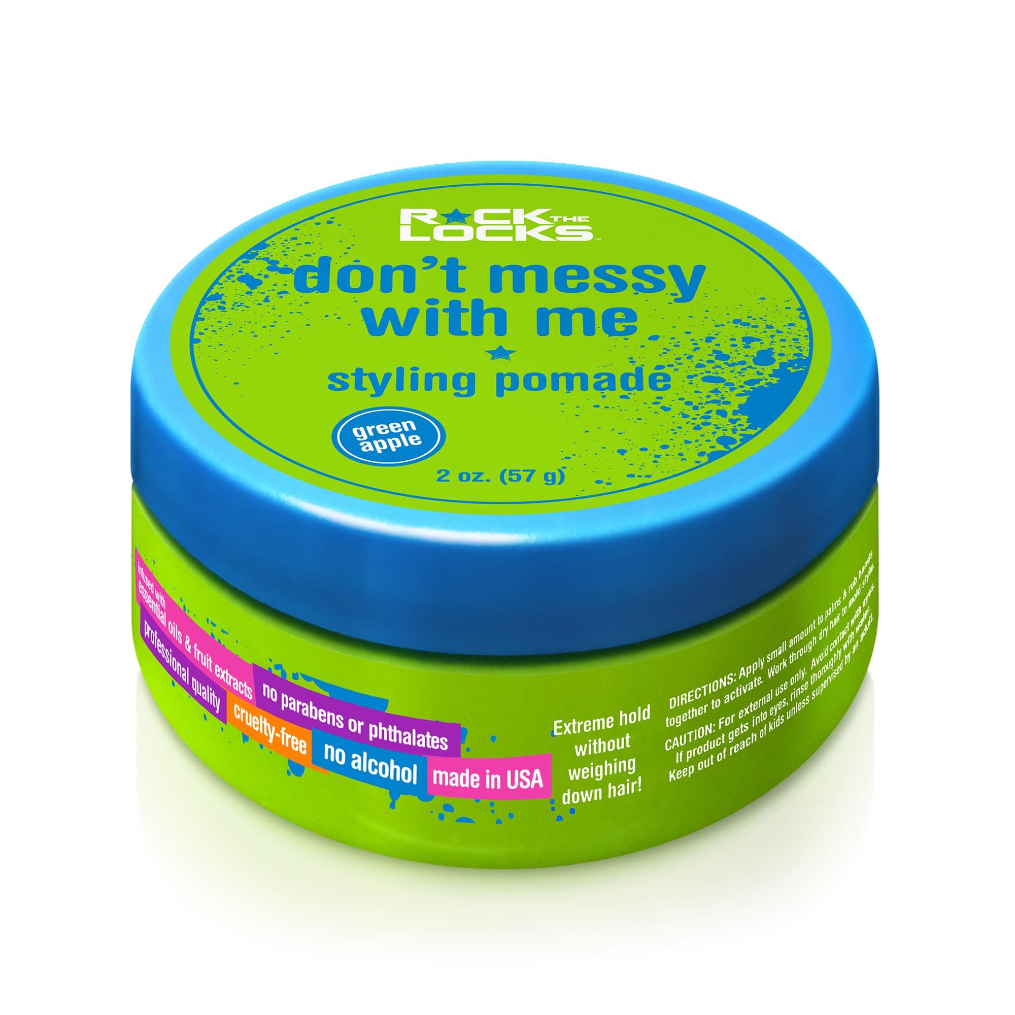 Rock the Locks Kids Don't Messy with Me Texture Paste - Professional Extreme Hold Formulated for All Hair Types, Infused w/Essential Oils & Super Fruit Extracts (Green Apple Sent, 2 oz.)