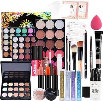 FantasyDay All-in-one Makeup Set Holiday Gift | Full Makeup Kit for Women Essential Starter Bundle Include Eyeshadow Palette Lipstick Blush Cream Concealer Face Powder Eyeliner Mascara Lipgloss Brush