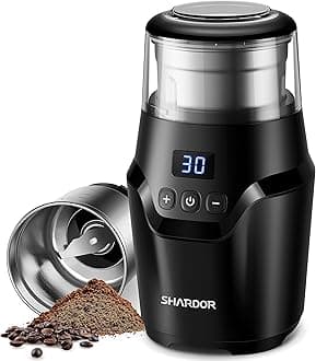 SHARDORAdjustable Coffee Grinder Electric, Super Silent Electric Coffee Bean Grinder with Time-Memory Adjustment and Multi-Functional Stainless Steel Cup for Spices, Herbs, and Nuts Grinding, Gray
