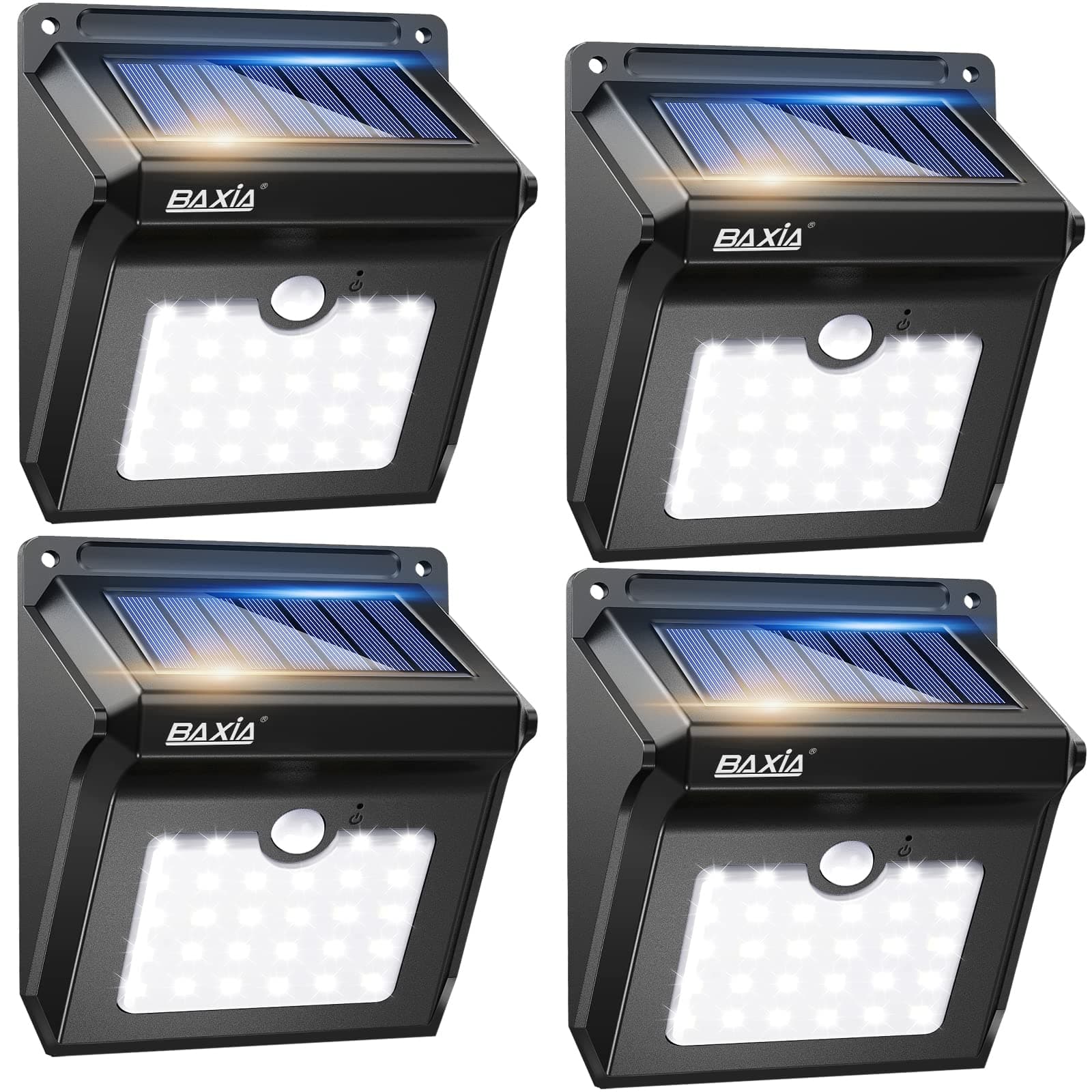 BAXIA TECHNOLOGY Solar Outdoor Lights Wireless Security Motion Sensor Solar Lights Outdoor Waterproof for Front Door,Backyard,Steps,Garage,Garden (400LM,4 Packs)