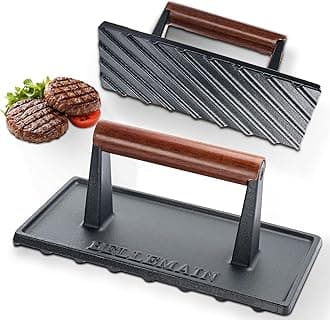 Bellemain Bacon Press Rectangle | Heavy-Duty Cast Iron Grill Press for Perfectly Seared Bacon, Steak & Sandwiches | Equalized Weight Distribution