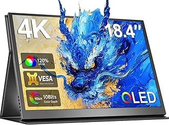 Newsoul 4K Portable Monitor, 18.4" 3840 * 2160 UHD Laptop Screen Extender 100% sRGB Display with VESA & Cover HDR FreeSync Eye Care External Second Screen for Phone PS4/5 Switch Xbox Game Console