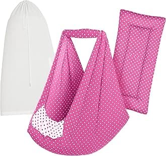 Baby Cradle Set Swing/Jhula (Thottil Cloth, Palna, Dolna) | Hanging Cradle Cloth with Removable Bed and Mosquito Net | Up to 15 kg | CRA-Dark Pink Dot