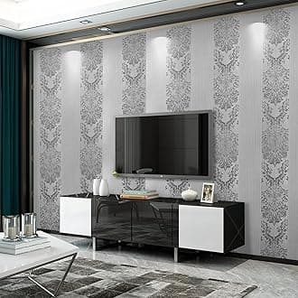 Silver Grey Wallpaper Embossed Feature Floral Wallpaper Modern Minimalist Flocking Textured Wall Paper for Bedroom Living Room TV Backdrop Hallway Hall Lounge