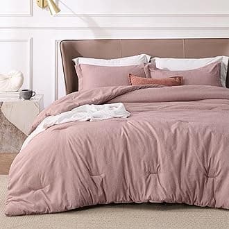 Bedsure Full Comforter Set - Dusty Rose Soft Bedding for All Seasons, Cationic Dyed Bed Set, 3 Pieces, 1 Full Size Comforter (82"x86") and 2 Pillow Shams (20"x26"+2")