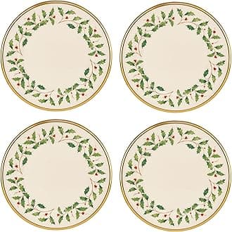 897083 Holiday Dinnerware Salad Plates, Set of 4, Red & Green, Christmas, Hosting