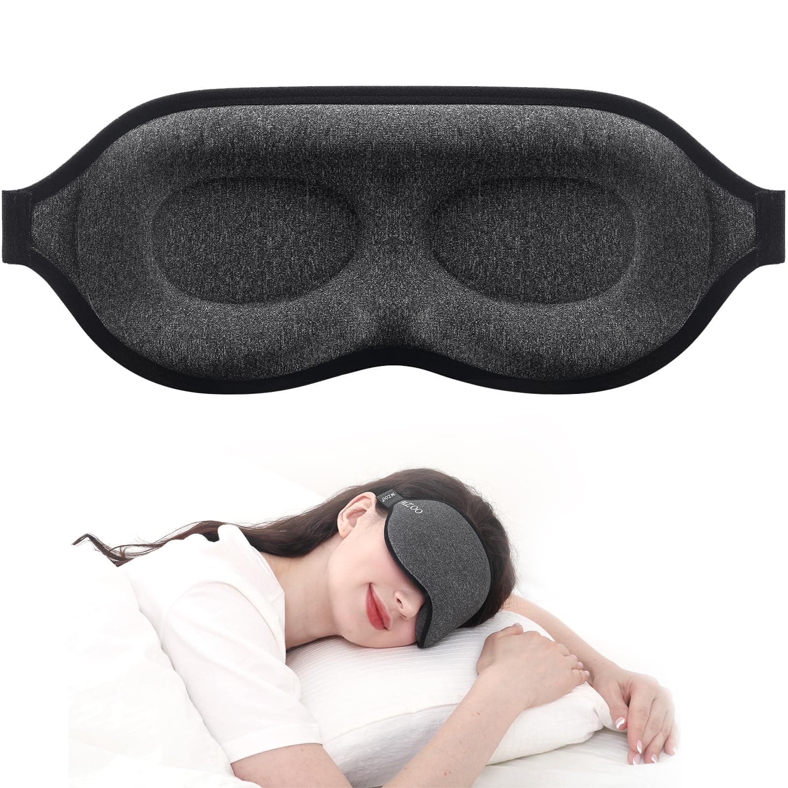 Luxury Sleep Mask for Back, Side Sleeper, Complete Light Blocking Sleeping Eye Mask Night Blindfold, 3D Zero Pressure & Spacious for Lash Extensions, Breathable Soft Eye Cover Flight Nap Travel