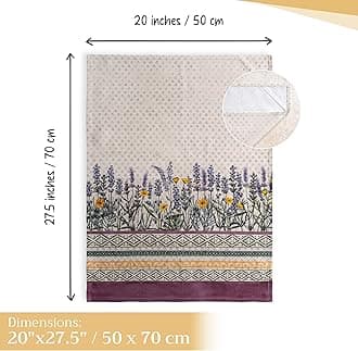 Maison d' Hermine Fanny Lavender 100% Cotton Set of 3 Multi-Purpose Kitchen Towels Soft Absorbent Tea Towels | Tea Towels | Bar Towels | Spring/Summer (50 cm x 70 cm)