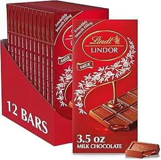 Lindt LINDOR Milk Chocolate Truffle Bar, Easter Chocolate Candy Bar with Smooth Center, 3.5 oz. (12 Pack)