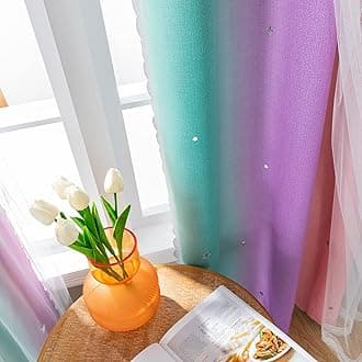 XiDi Curtains for Bedroom Kids Rainbow Pink Purple Green Curtains for Girls Room Darkening 42/63/1
