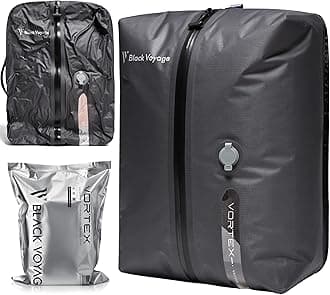 Black Voyage Reusable Vacuum Compression Travel Bag for Carry-On Suitcase and Backpack, Recycled IP67 Waterproof Space Saver Vacpack (1-Pack, 18L - No Pump)